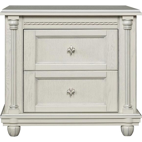 Тумба прикроватная «Валенсия Д Классик» П03.591.1.12, Основной материал: массив дуба, Цвет: Слоновая кость с серебром