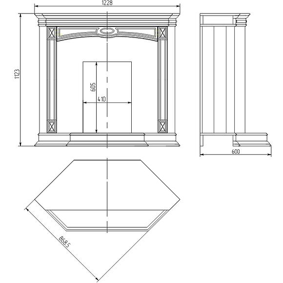 Портал для камина «Верди Классик» П1.0487.0.43, Основной материал: массив дуба, Цвет: Слоновая кость