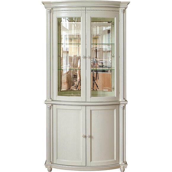 Шкаф комбинированный 2д «Валенсия Д Классик» П3.0591.0.02, Основной материал: массив дуба, Цвет: Слоновая кость с серебром