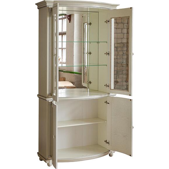 Шкаф комбинированный 2д «Валенсия Д Классик» П3.0591.0.02, Основной материал: массив дуба, Цвет: Слоновая кость с серебром