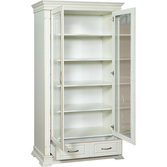 Шкаф 2д «Верди Классик» П1.0487.0.27, Основной материал: массив дуба, Цвет: Слоновая кость с золочением