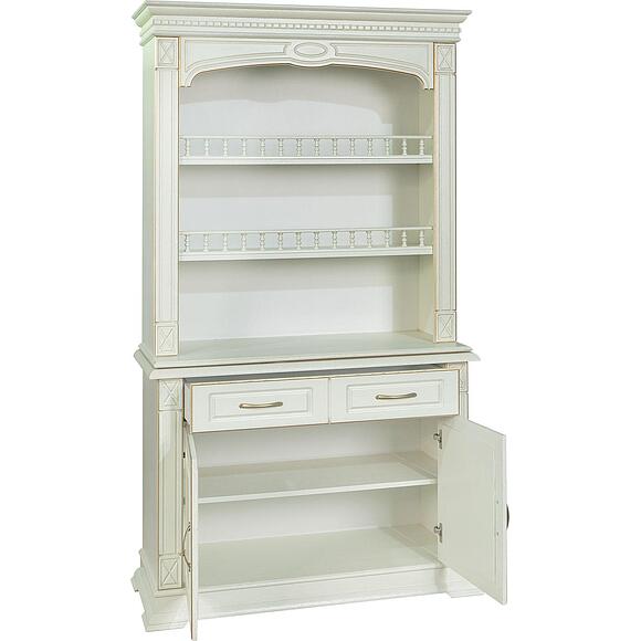 Шкаф комбинированный 2д «Верди Классик» П1.0487.0.41, Основной материал: массив дуба, Цвет: Слоновая кость с золочением