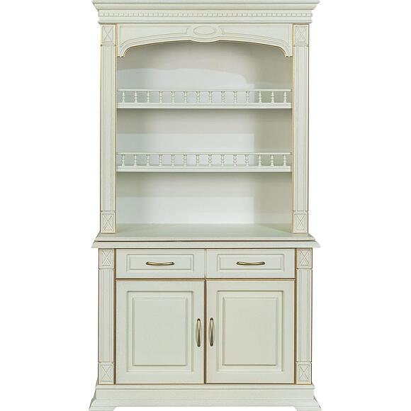 Шкаф комбинированный 2д «Верди Классик» П1.0487.0.41, Основной материал: массив дуба, Цвет: Слоновая кость с золочением