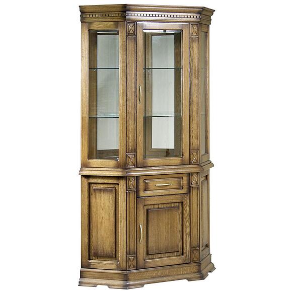 Шкаф комбинированный угловой «Верди Классик» П1.0487.0.18, Основной материал: массив дуба, Цвет: Дуб рустикаль с патинированием