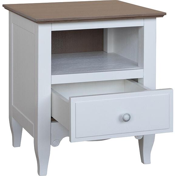 Тумба прикроватная «Кармен Прованс» П3.0581.1.03, Основной материал: массив дуба, Цвет: Молоко+Дуб Сахара