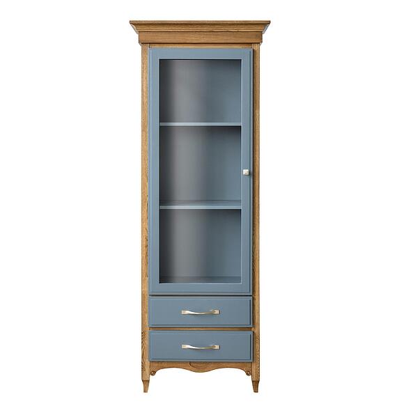 Шкаф с витриной «Кармен Прованс» П3.0581.0.06, Основной материал: массив дуба, Цвет: грэй + дуб рустикаль