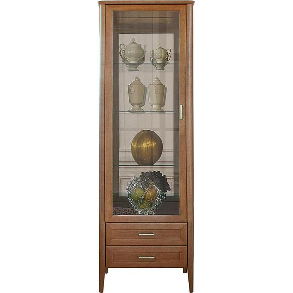 Шкаф с витриной «Вилора» БМ2.775.0.05(-01), Основной материал: ДСП+шпон, Цвет: Коньяк (Vilora-2-kopiya.jpg) Шкаф с витриной «Вилора» БМ2.775.0.05(-01), Основной материал: ДСП+шпон, Цвет: Коньяк