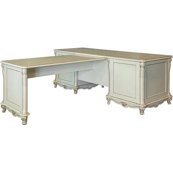Стол письменный 2т «Алези» П1.350.2.05 (П395.05), Основной материал: массив дуба, Цвет: Слоновая кость с золочением (Stol_pism_2T_Alezi_P1-350-2-05_slon_kost_s_zolocheniem-.jpg) Стол письменный 2т «Алези» П1.350.2.05 (П395.05), Основной материал: массив дуба, Цвет: Слоновая кость с золочением