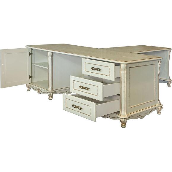 Стол письменный 2т «Алези» П1.350.2.05 (П395.05), Основной материал: массив дуба, Цвет: Слоновая кость с золочением (Stol_pism_2T_Alezi_P1-350-2-05_slon_kost_s_zolocheniem_.jpg) Стол письменный 2т «Алези» П1.350.2.05 (П395.05), Основной материал: массив дуба, Цвет: Слоновая кость с золочением