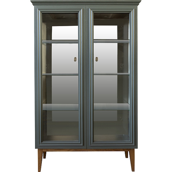 Шкаф с витриной 2д «Дольче» П3.597.0.02, Основной материал: МДФ, крашеная, Цвет: Базальт + Дуб рустикаль