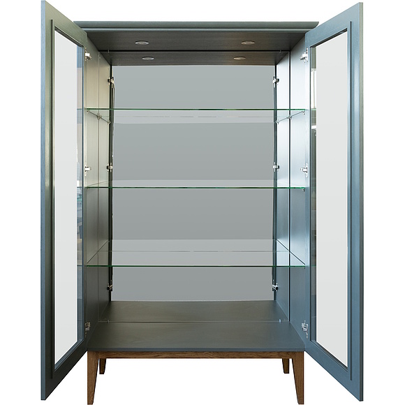 Шкаф с витриной 2д «Дольче» П3.597.0.02, Основной материал: МДФ, крашеная, Цвет: Базальт + Дуб рустикаль