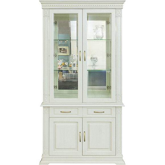 Шкаф комбинированный 2д «Верди Классик» П1.0487.0.52, Основной материал: массив дуба, Цвет: Слоновая кость