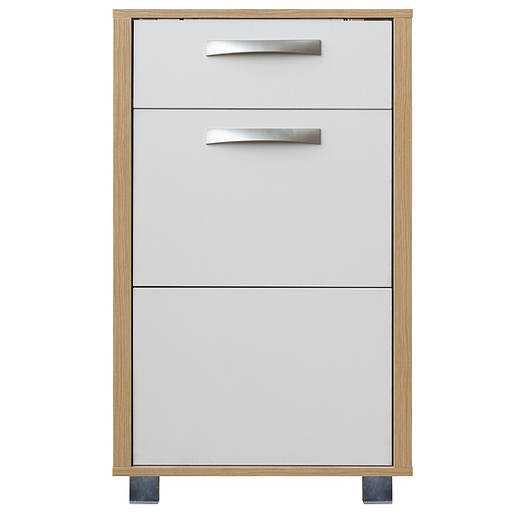 Тумба для обуви «Акцент» П3.595.3.01, Цвет: Персидский жемчуг + Дуб Мадуро