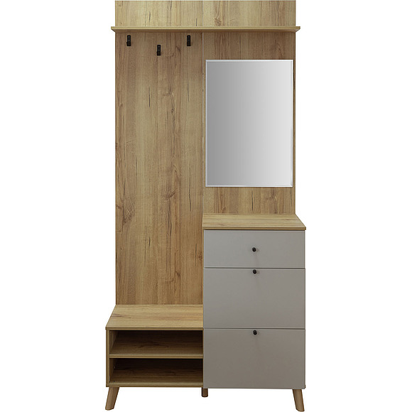 Шкаф комбинированный «Симпл» П7.058.3.10, Основной материал: ЛДСП, Цвет: Персидский жемчуг + дуб кантри золотой