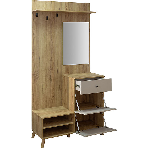 Шкаф комбинированный «Симпл» П7.058.3.10, Основной материал: ЛДСП, Цвет: Персидский жемчуг + дуб кантри золотой