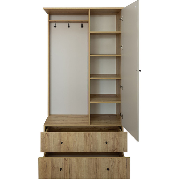 Шкаф комбинированный «Симпл» П7.058.3.11, Основной материал: ЛДСП, Цвет: Персидский жемчуг + дуб кантри золотой