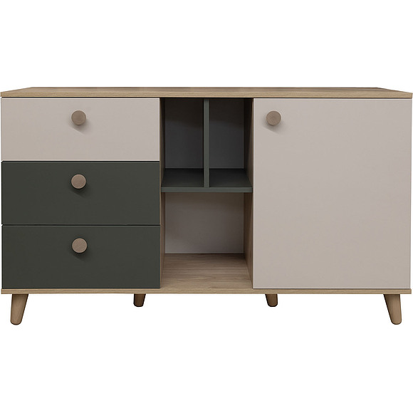 Тумба «Вена» П6.115.1.02, Цвет: Базальт + Персидский жемчуг - Гикори Кингстон