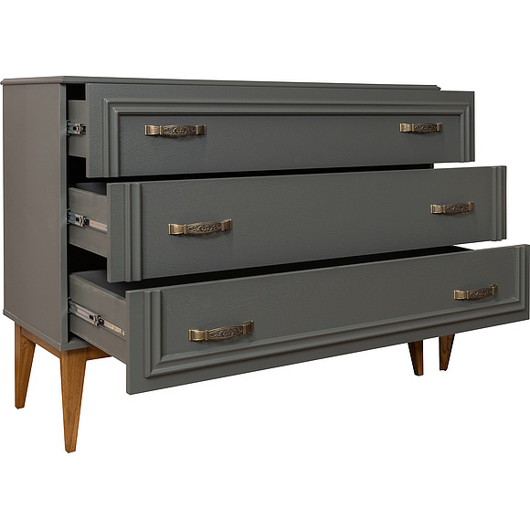 Комод «Дольче» П3.597.1.04, Основной материал: МДФ, крашеная, Цвет: Базальт + Дуб рустикаль