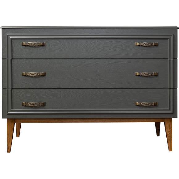 Комод «Дольче» П3.597.1.04, Основной материал: МДФ, крашеная, Цвет: Базальт + Дуб рустикаль