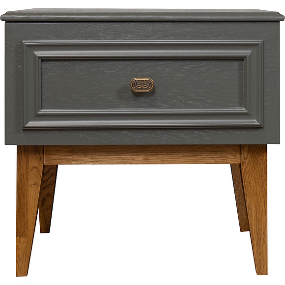 Тумба прикроватная «Дольче» П3.597.1.02, Основной материал: МДФ, крашеная, Цвет: Базальт + Дуб рустикаль