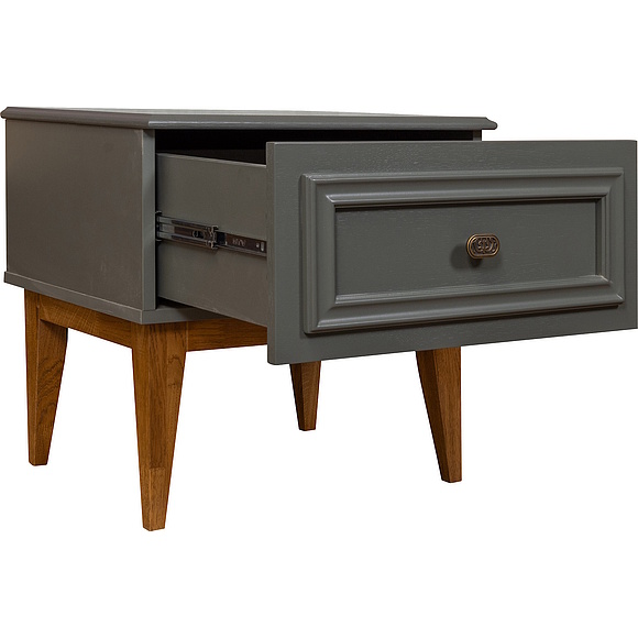 Тумба прикроватная «Дольче» П3.597.1.02, Основной материал: МДФ, крашеная, Цвет: Базальт + Дуб рустикаль