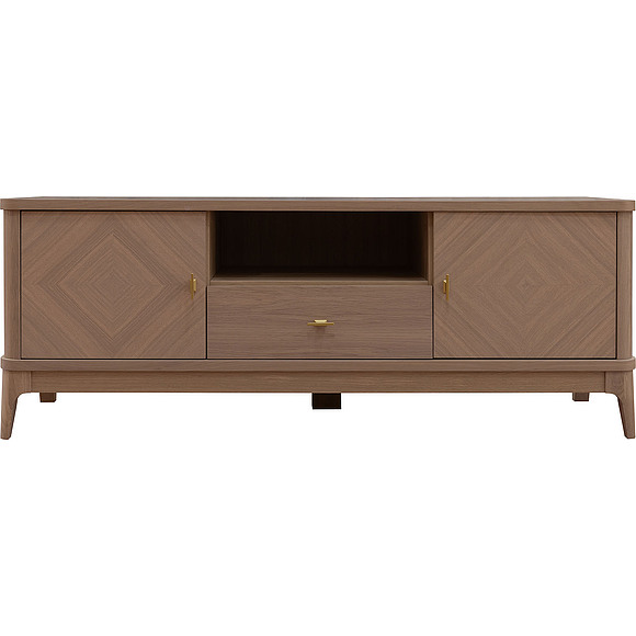 Тумба ТВ «Армани» П1.135.0.10, Основной материал: массив (сращенный мебельный щит) дуба, Цвет: Дуб Крафт светлый