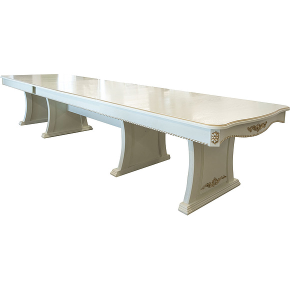 Стол обеденный «Гранд» П4.332.4.04, Основной материал: массив дуба, Цвет: Слоновая кость с золочением (8C3A8903-kopiya.jpg) Стол обеденный «Гранд» П4.332.4.04, Основной материал: массив дуба, Цвет: Слоновая кость с золочением