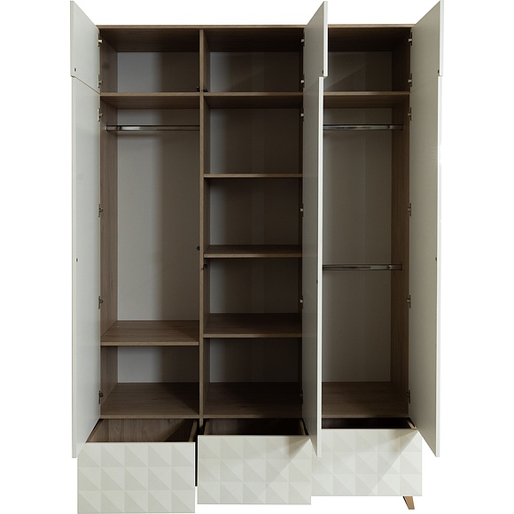 Шкаф для одежды «Тринити» П6.114.1.01, Основной материал: ЛДСП+МДФ, Цвет: Ваниль + Гикори Кингстон