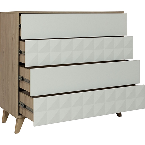 Комод «Тринити» П6.114.1.02, Основной материал: ЛДСП+МДФ, Цвет: Ваниль + Гикори Кингстон