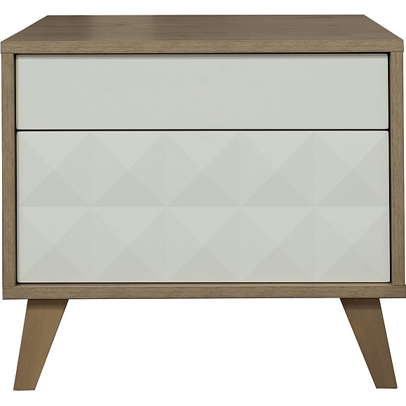 Тумба прикроватная «Тринити» П6.114.1.04, Основной материал: ЛДСП+МДФ, Цвет: Ваниль + Гикори Кингстон