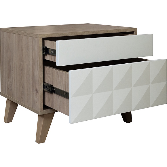 Тумба прикроватная «Тринити» П6.114.1.04, Основной материал: ЛДСП+МДФ, Цвет: Ваниль + Гикори Кингстон