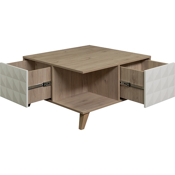 Стол журнальный «Тринити» П6.114.0.07, Основной материал: ЛДСП+МДФ, Цвет: Ваниль + Гикори Кингстон