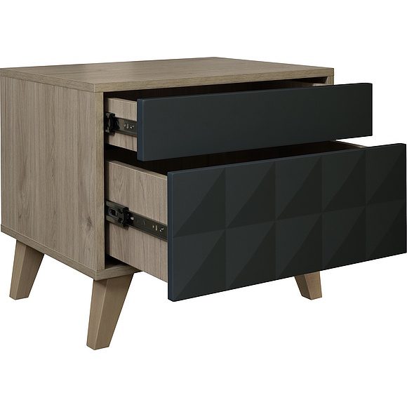 Тумба прикроватная «Тринити» П6.114.1.04, Основной материал: ЛДСП+МДФ, Цвет: Антрацит + Гикори Кингстон