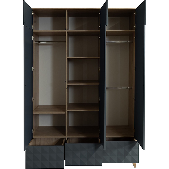 Шкаф для одежды «Тринити» П6.114.1.01, Основной материал: ЛДСП+МДФ, Цвет: Антрацит + Гикори Кингстон