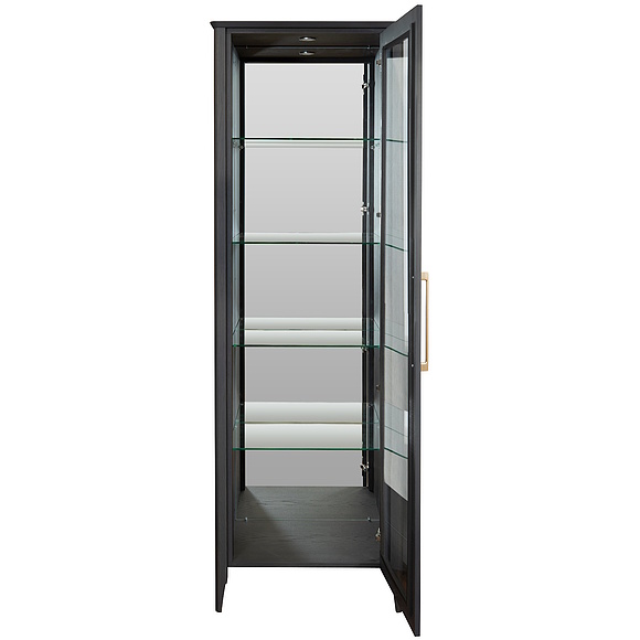 Шкаф-витрина «Оквуд» П3.142.0.01, Основной материал: массив дуба, Цвет: Графит