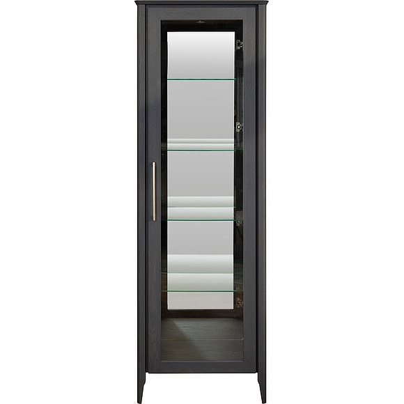 Шкаф-витрина «Оквуд» П3.142.0.01, Основной материал: массив дуба, Цвет: Графит