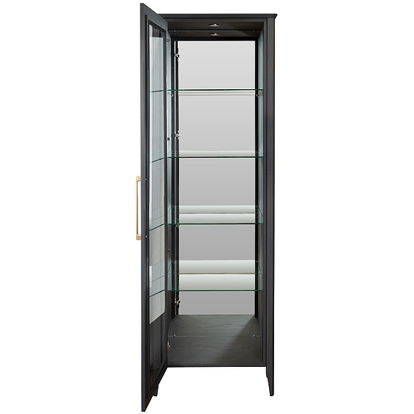 Шкаф-витрина «Оквуд» П3.142.0.01-01, Основной материал: массив дуба, Цвет: Графит