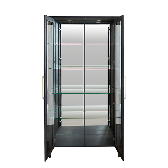 Шкаф-витрина 2д «Оквуд» П3.142.0.03, Основной материал: массив дуба, Цвет: Графит