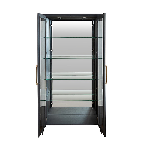 Шкаф-витрина 2д «Оквуд» П3.142.0.03, Основной материал: массив дуба, Цвет: Графит