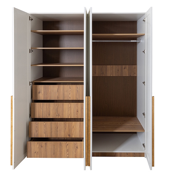 Шкаф для одежды 4д «Порта» П7.061.1.17, Основной материал: ЛДСП+МДФ, Цвет: Белый + Кедр Орегон (Shkaf_dlya_odezhdi_4D_Porta_P7-061-1-17_belii-kerdr_oregon__.jpg) Шкаф для одежды 4д «Порта» П7.061.1.17, Основной материал: ЛДСП+МДФ, Цвет: Белый + Кедр Орегон