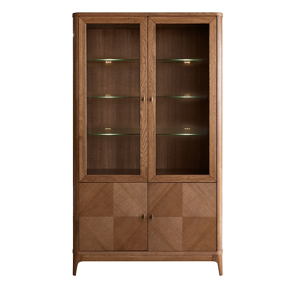 Шкаф-витрина 2д «Армани» П1.135.0.21, Основной материал: массив (сращенный мебельный щит) дуба, Цвет: Дуб альпийский