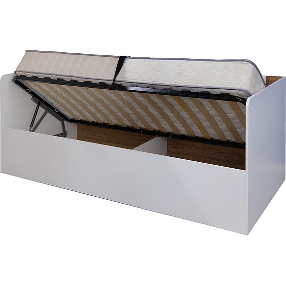 Кровать 1-09 «Порта» П7.061.1.01, Основной материал: ЛДСП, Цвет: Белый + Кедр Орегон, Спальное место: 2000х900 мм, Размер: 2047×944×850