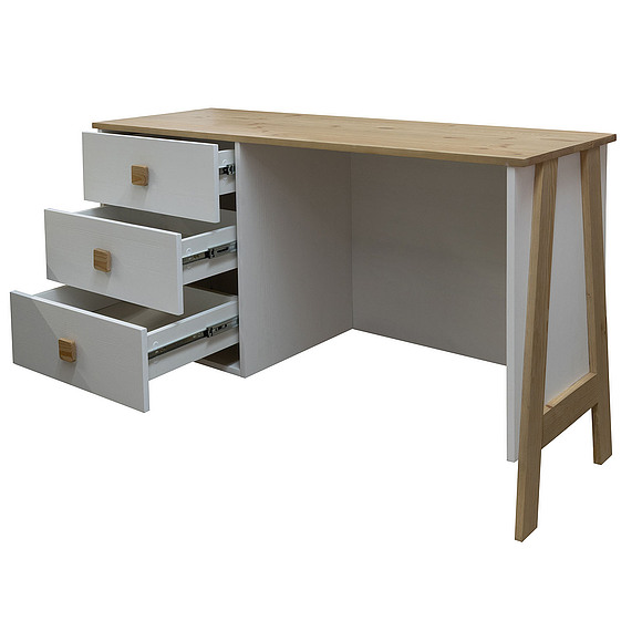 Стол письменный «Этна» БМ2.784.1.02, Основной материал: массив сосны, Цвет: белый воск + темпо