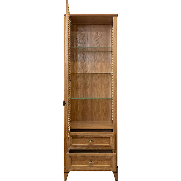 Шкаф-витрина «Калипсо» БМ2.785.0.01-01, Основной материал: массив дуба, Цвет: Табак