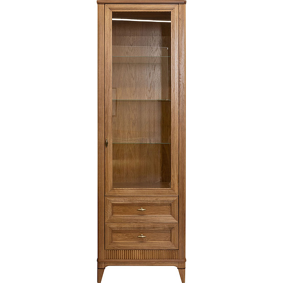 Шкаф-витрина «Калипсо» БМ2.785.0.01, Основной материал: массив дуба, Цвет: Табак