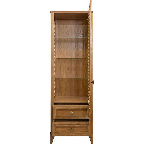 Шкаф-витрина «Калипсо» БМ2.785.0.01, Основной материал: массив дуба, Цвет: Табак