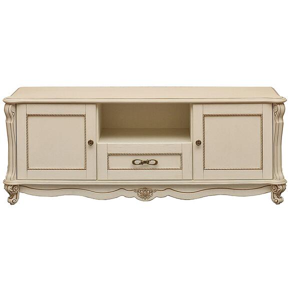 Тумба ТВ «Алези» П1.350.0.02 (П350.02), Основной материал: массив дуба, Цвет: Слоновая кость с золочением