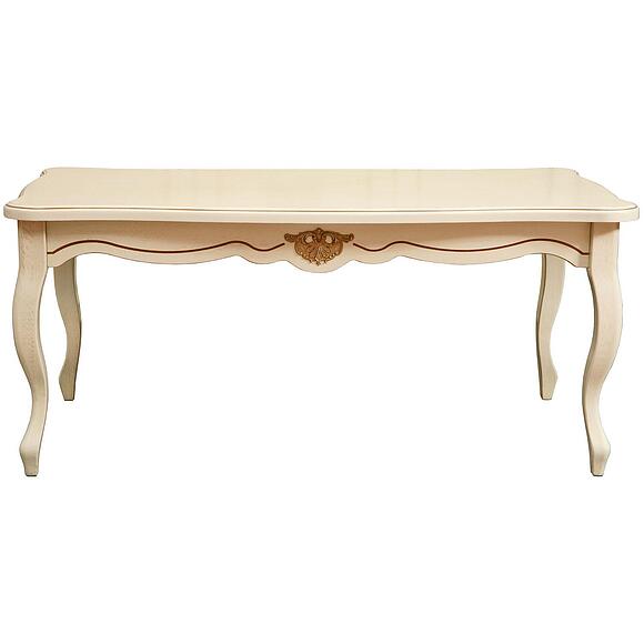 Стол журнальный «Алези» П1.350.0.40 (П354.02), Основной материал: массив дуба, Цвет: Слоновая кость с золочением