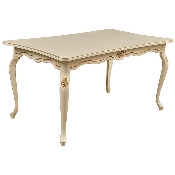 Стол обеденный «Алези» П1.350.4.05 (П353.05), Основной материал: массив дуба, Цвет: Слоновая кость с золочением