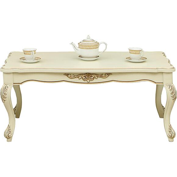 Стол журнальный «Алези» П1.350.0.41 (П354.04), Основной материал: массив дуба, Цвет: Слоновая кость с золочением